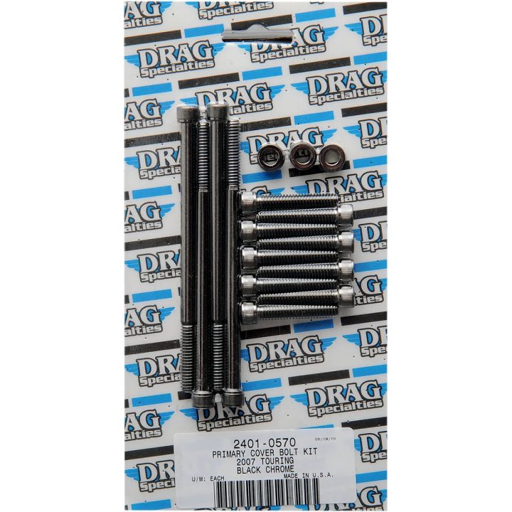 Kit de pernos de tapa primaria — negro, cromo