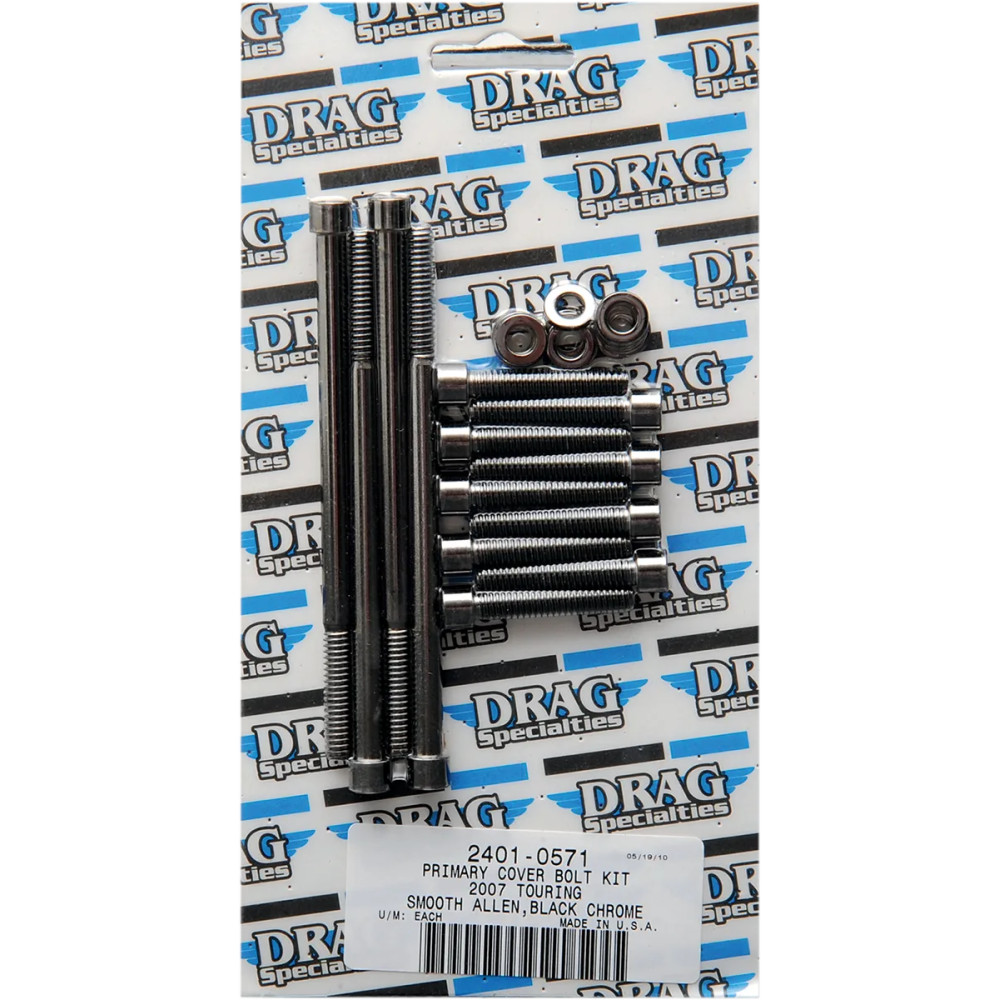 Primary Cover Bolt Kit — Black, Chrome