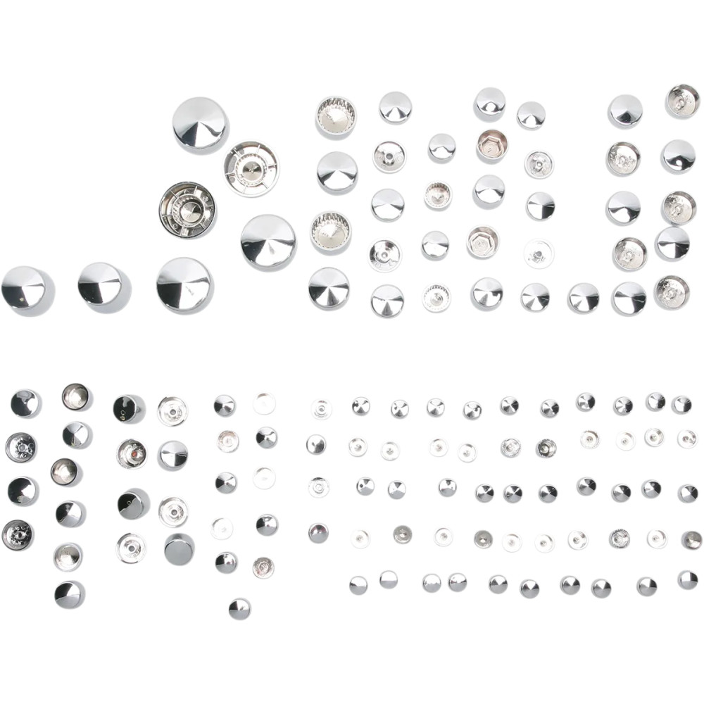 Kit de cubiertas de pernos de motor Deluxe — Cromo/Plateado, Juego