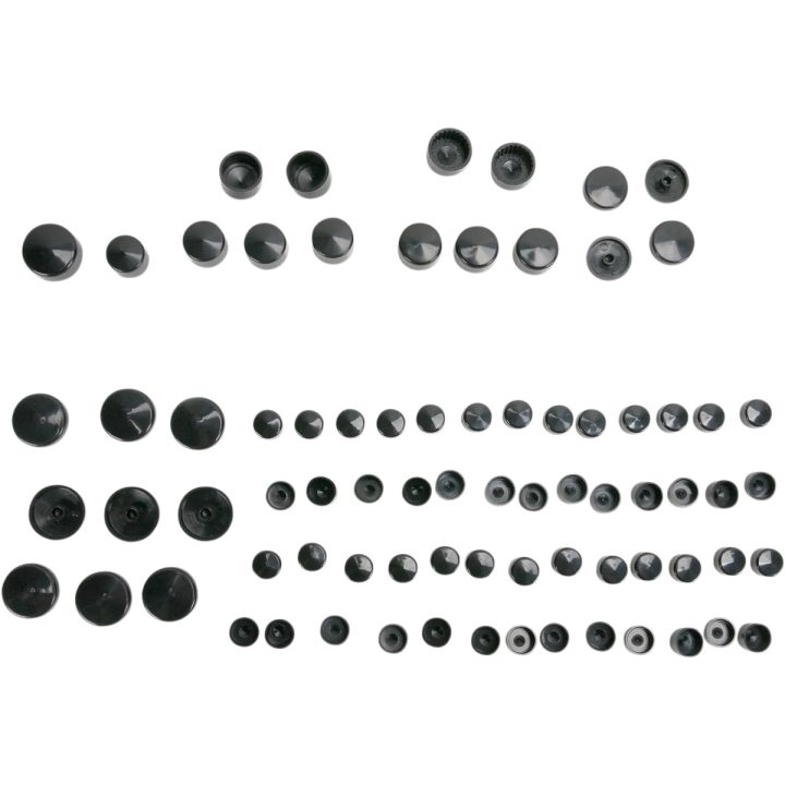 Kit estándar de cubiertas para pernos del motor — Negro, acabado natural
