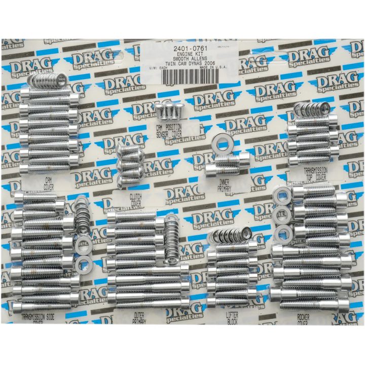 Kit completo de pernos de motor — cromado, plateado