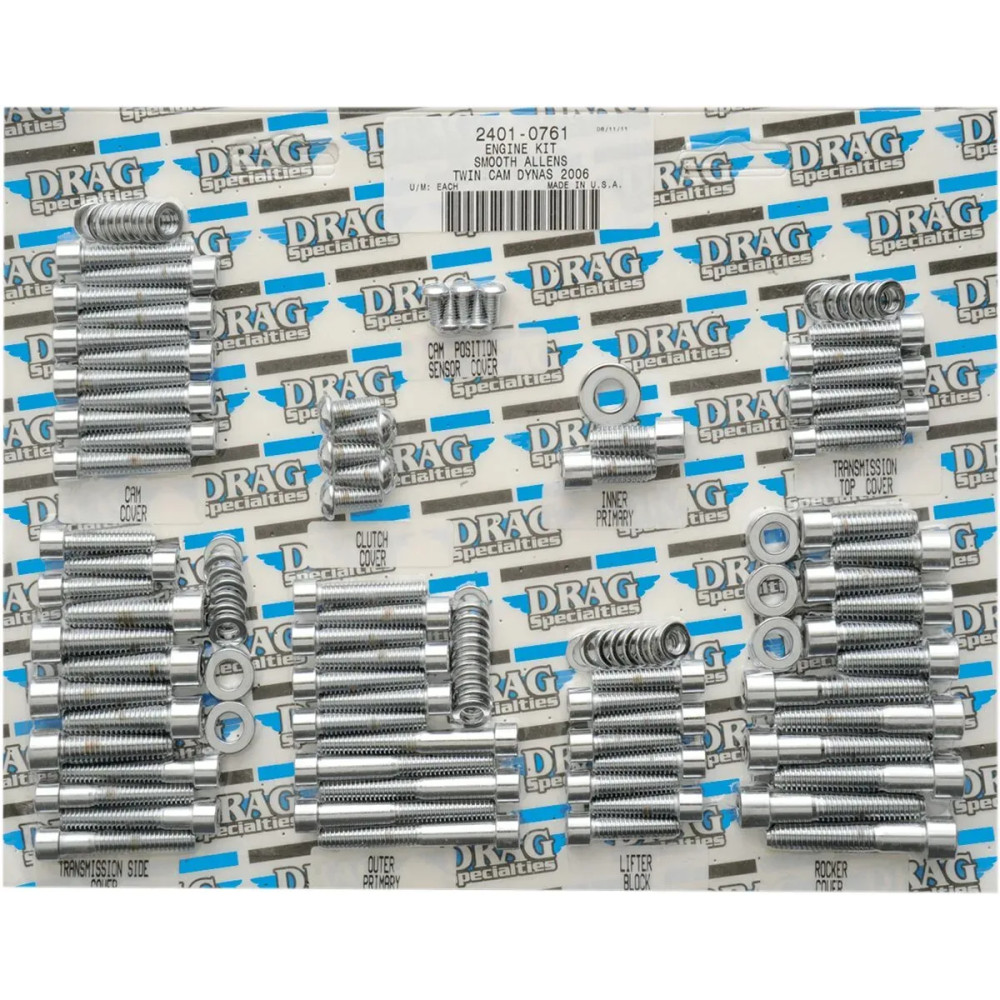 Kit completo de pernos de motor — cromado, plateado