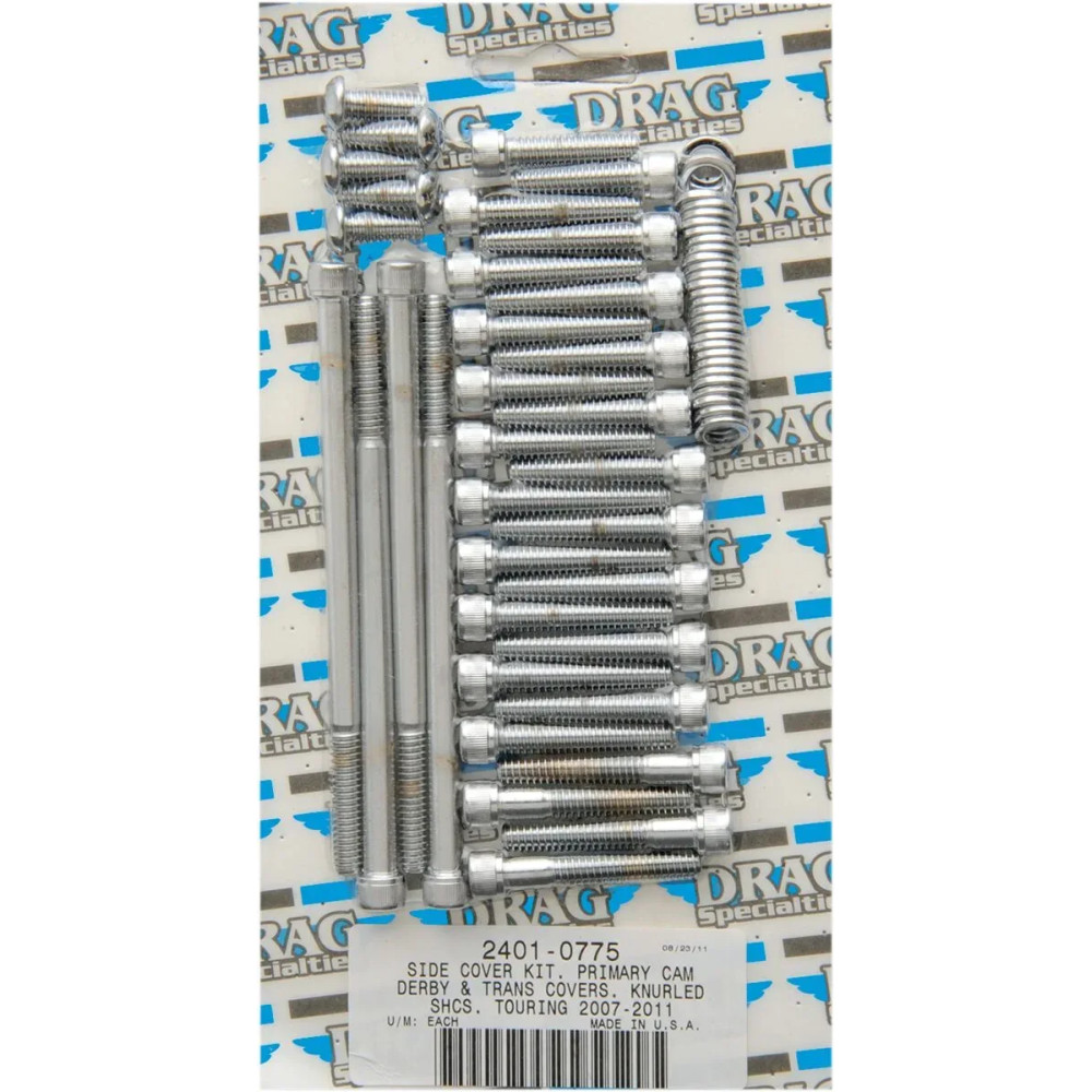 Juego de pernos para tapa lateral primaria/transmisión/derby — cromado, plateado, para tapas primarias, laterales de transmisión