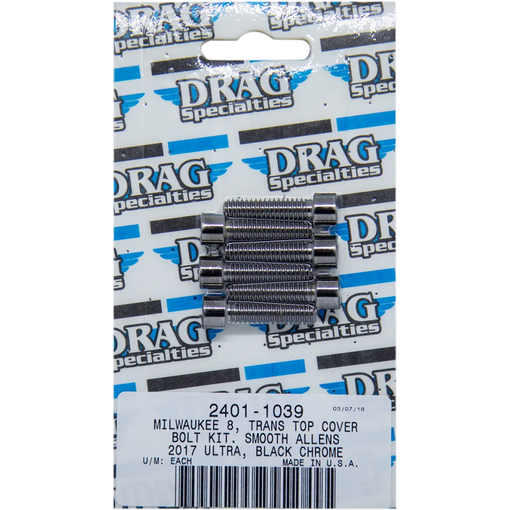 Kit de pernos M-Eight — cubierta superior de transmisión, negro, cromo