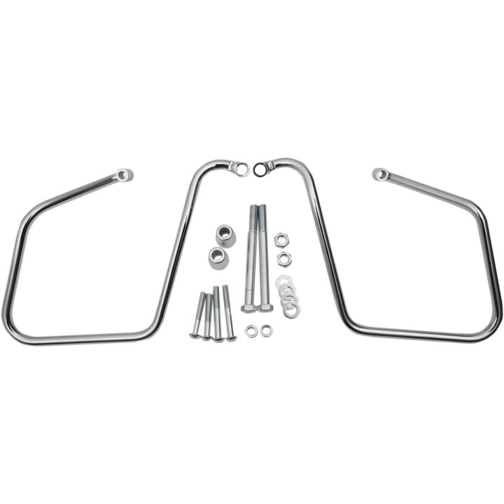 Chrome Saddlebag Support Brackets — Forward mount for FXD/FXDWG, Pair