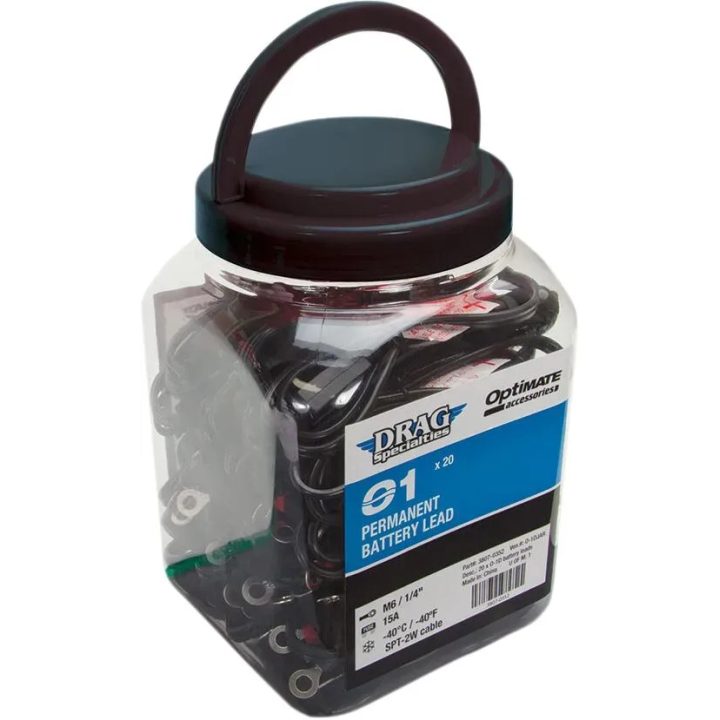 OptiMate™ Permanent Battery Lead O-01 — 20"/50cm, eyelet 1/4" & M6, 15A, 12V