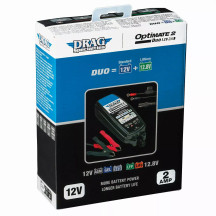 Drag Specialties Optimate 2 Duo EU Battery Charger — 12V, 2A, blue
