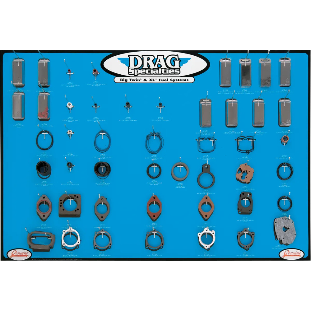 Expositor de juntas, sellos y O-rings — 81 cm alto x 122 cm ancho, 20 mm profundidad, azul