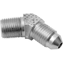 Chrome Steel Brake Line Fitting — -3 AN male, 1/8" NPT male, 45° bend