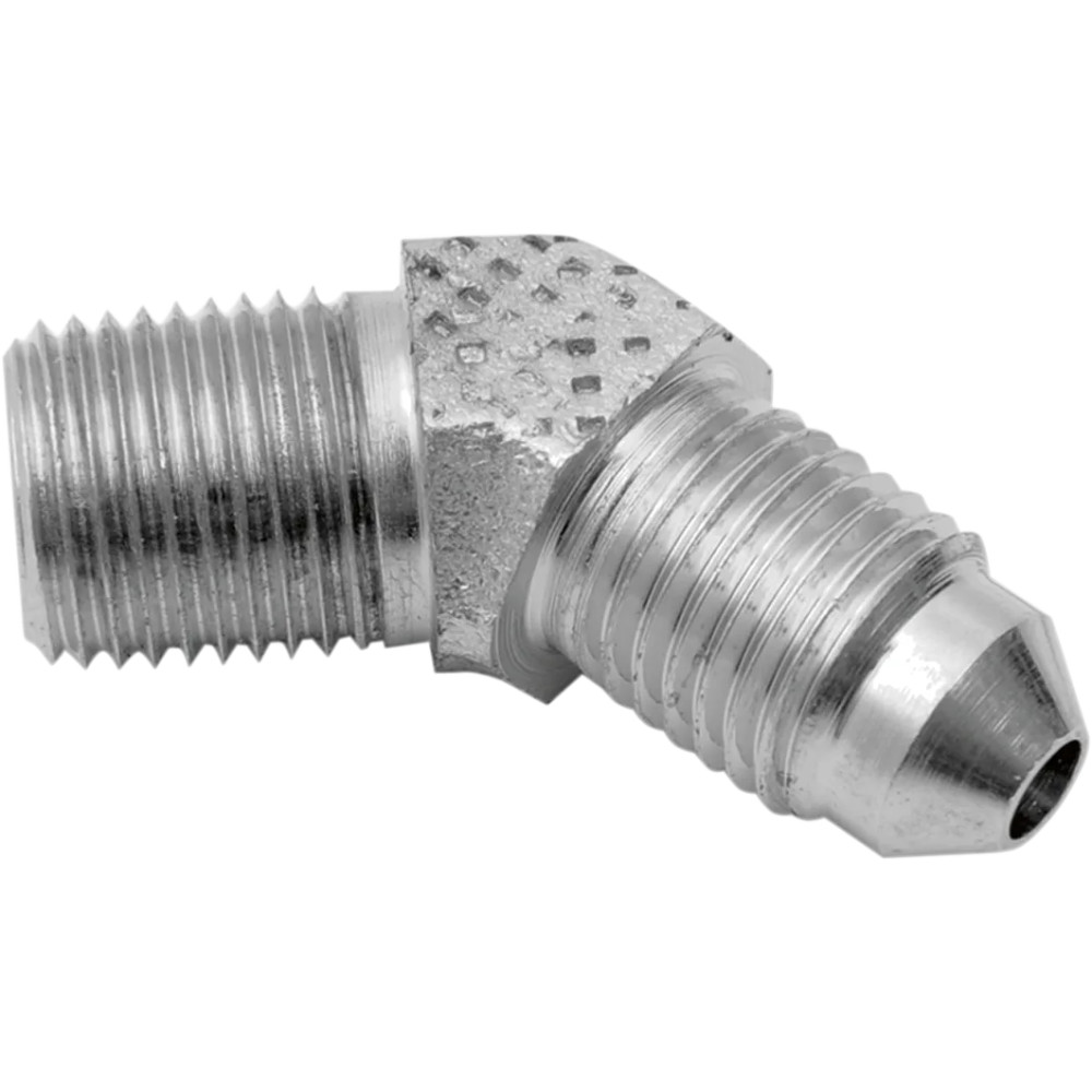 Chrome Steel Brake Line Fitting — -3 AN male, 1/8" NPT male, 45° bend