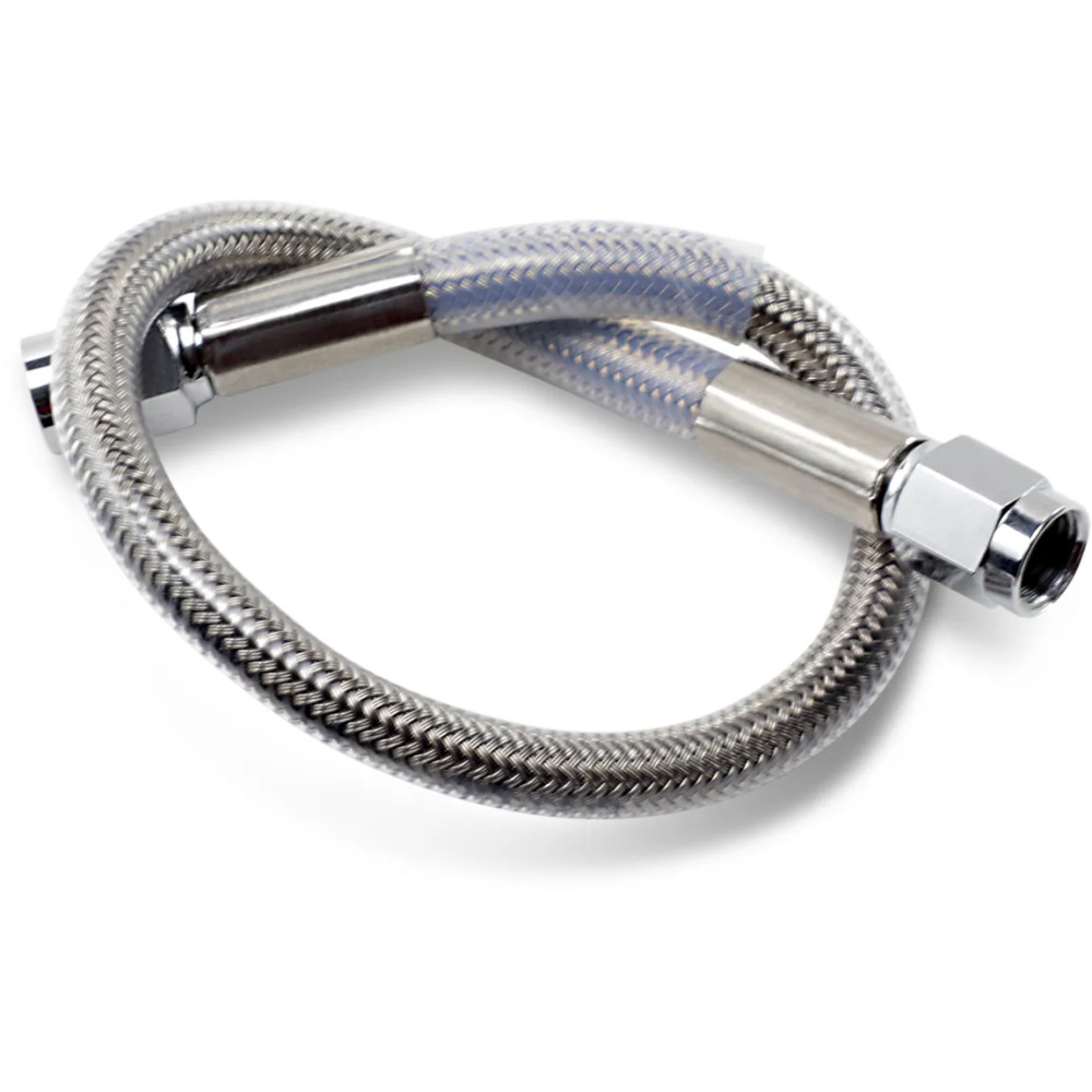 Universal Brake Line — 12", silver clear-coated, stainless steel