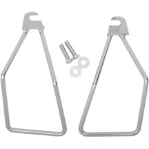 Chrome Saddlebag Support Brackets — Pair, chrome finish, left & right, single-bolt mount