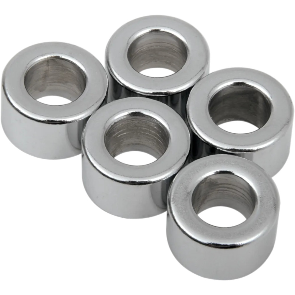 Replacement Spacers — 5/16" bolt, 9.5 mm (3/8") length, 16.5 mm (0.65") OD, 5 Pack, Silver