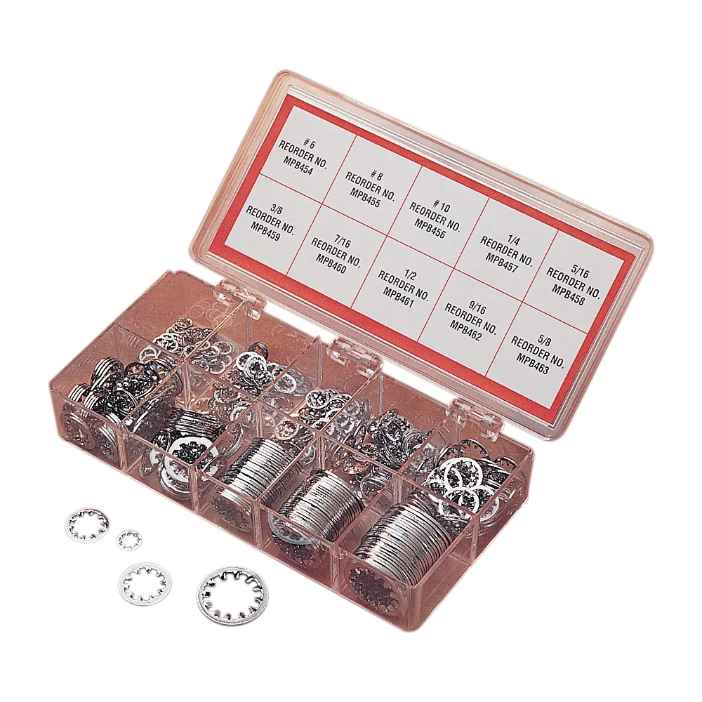 Inside Star Washer Assortment — Kit, Silver, Chrome, SAE