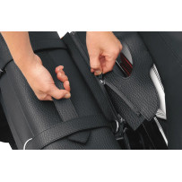 Highwayman Tattoo Saddlebags — L, 42×24×15 cm (16.5×9.5×6 in), Black, Orange, Removable yoke