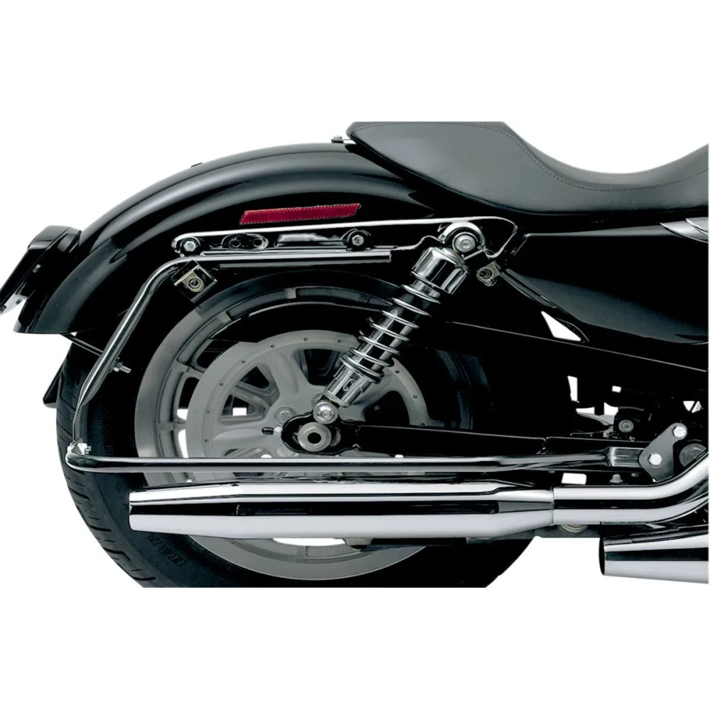 Bagster Saddlebag Mount — fits 1998–2013 H‑D FLT/FLHT hard bags on Sportster, Black