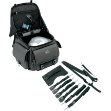 BR3400EX Combination Backrest, Backseat, and Sissy Bar Bag — 14" x 19" x 12", 3,400 cu in, Black