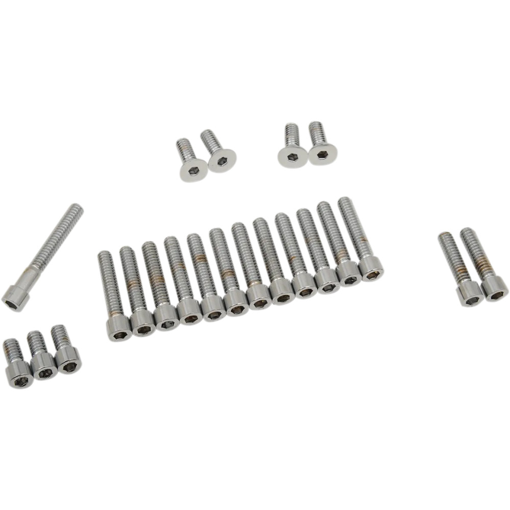 Cam/Primary/Inspection/Derby Cover Bolt Set — Chrome, Silver, Fits Cam/Primary/Inspection/Derby covers