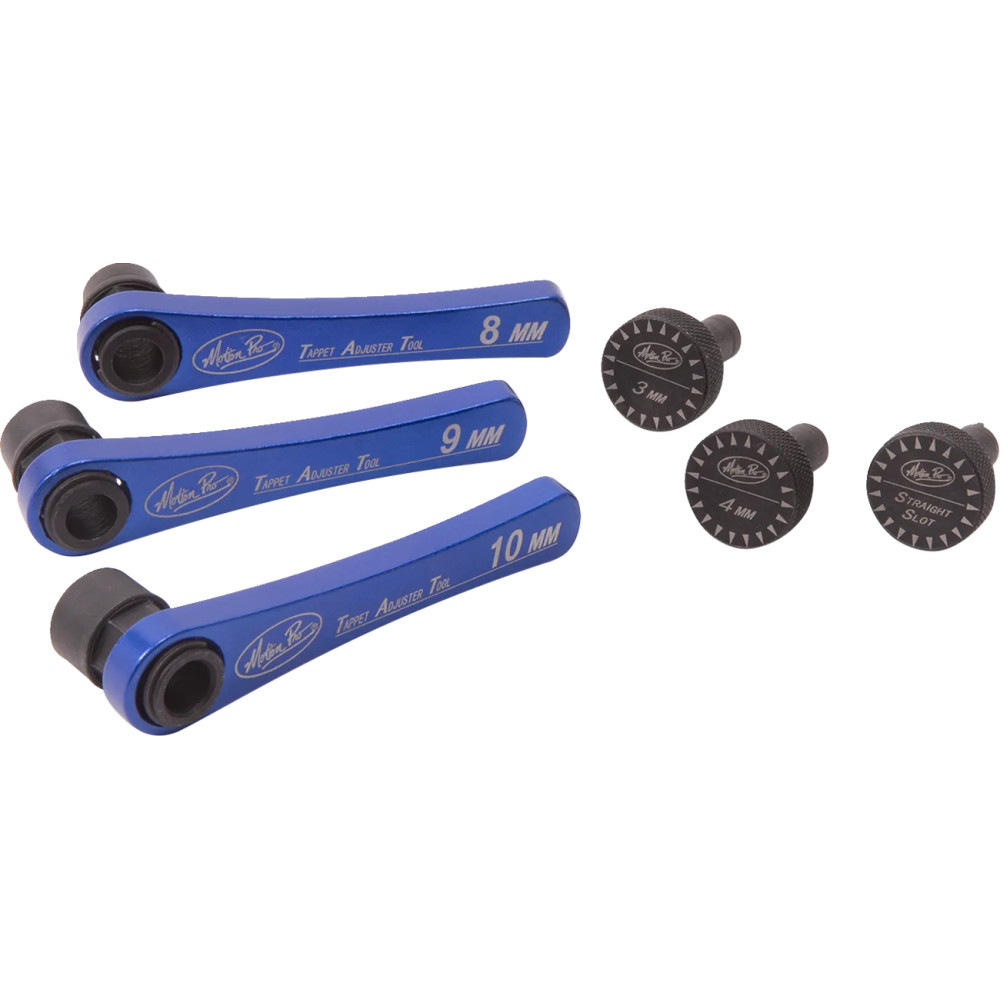 Tappet Adjuster Tool Set — 8 mm, 9 mm, 10 mm hex, 3 mm & 4 mm square, Black/Blue