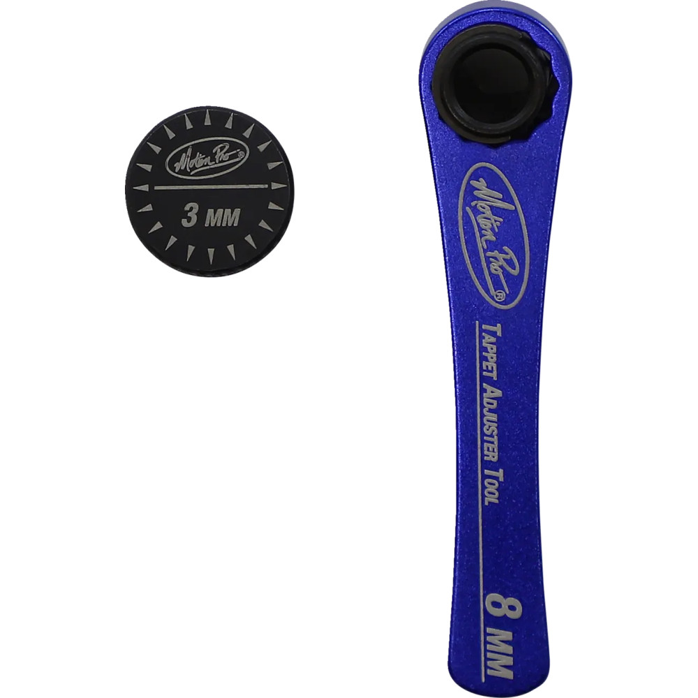 Tappet Adjuster Tool — 3 mm square, 8 mm hex, Black/Blue