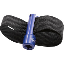 Oil Filter Strap Wrench V2 — 38 mm strap, max 125 mm (5"), 3/8" drive, Black, Blue