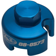 Fork Cap Socket — 19 mm hex, WP 4860 4CS fork fit, fits '14 KTM XC and '13–'14 Husaberg, blue anodized