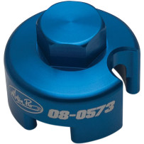 Fork Cap Socket — 19 mm hex, WP 4860 4CS fork fit, fits '14 KTM XC and '13–'14 Husaberg, blue anodized