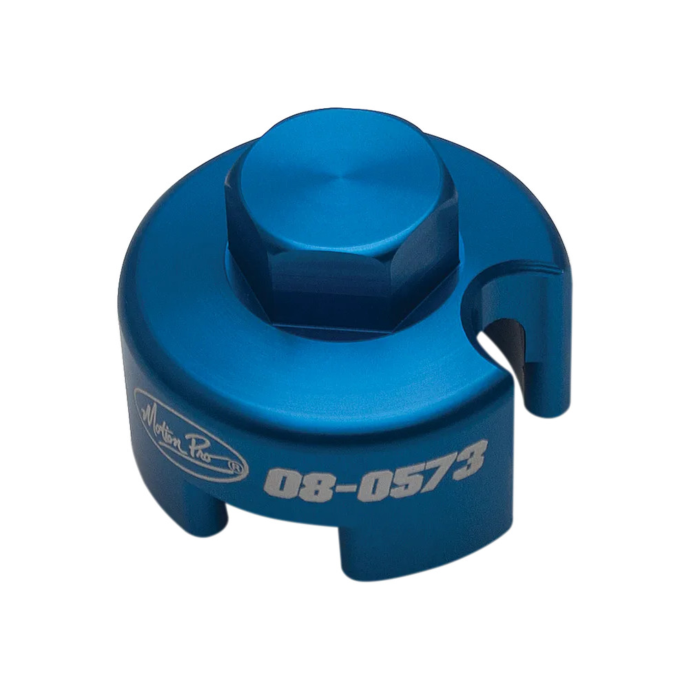 Fork Cap Socket — 19 mm hex, WP 4860 4CS fork fit, fits '14 KTM XC and '13–'14 Husaberg, blue anodized