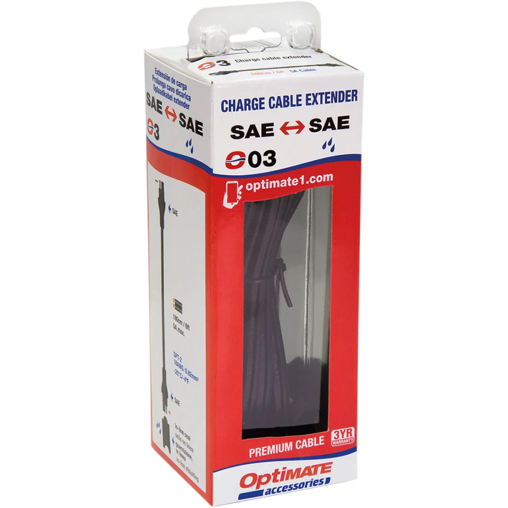 Extensión de cable OptiMate™ para cargador — 183 cm (6'), 12V, 5A, negro
