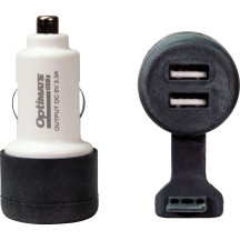 OptiMate™ Cargador rápido Dual USB — 12 V, 2.1 A, Negro, Blanco