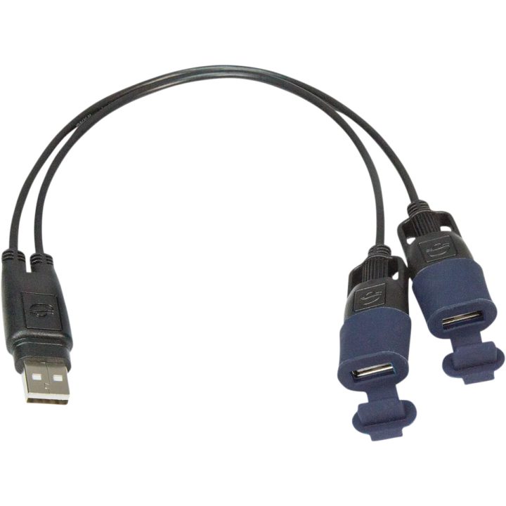 OptiMate™ USB Y-Splitter — 12V, USB-A plug & socket, Black