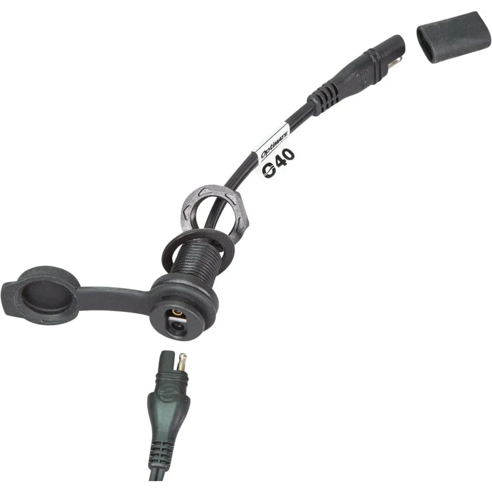 Toma SAE impermeable para panel delgado O-40 — agujero 18 mm, panel 1 mm, 12 V