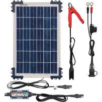 OptiMate™ 10 W Cargador/Mantenedor Solar DUO — controlador 12 V, cable 14', 9.8" W x 14.8" H x 1" D