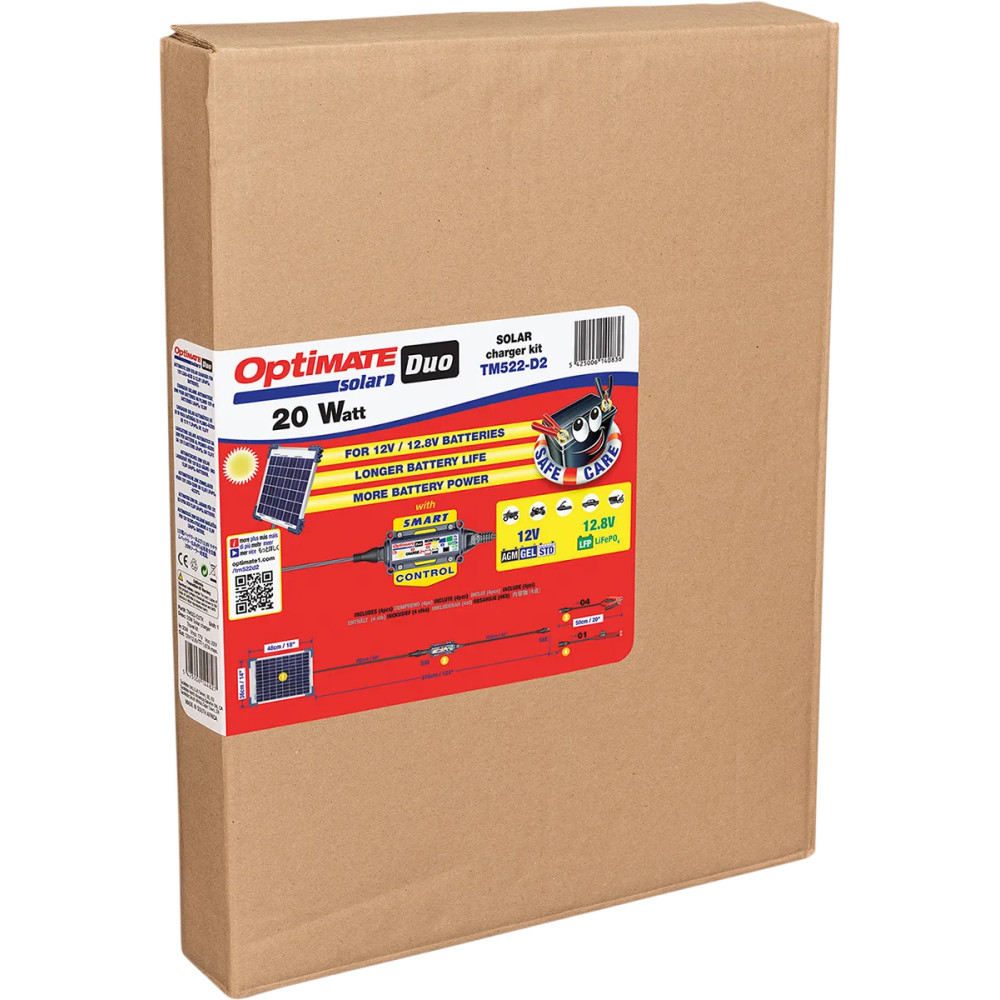 OptiMate™ 20 W Solar DUO Cargador/Mantenedor — controlador 12 V, cable de 14'