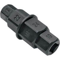 Hex Axle Tool — 17/19/22/24 mm, 3/8" square drive, 150 lb/ft, Black