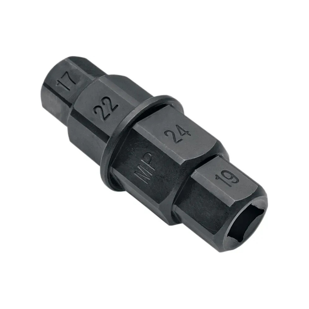 Hex Axle Tool — 17/19/22/24 mm, 3/8" square drive, 150 lb/ft, Black