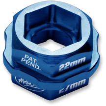 T6 Combo Lever Adapter — Fits 32 to 27/22 mm axle nuts, Blue anodized