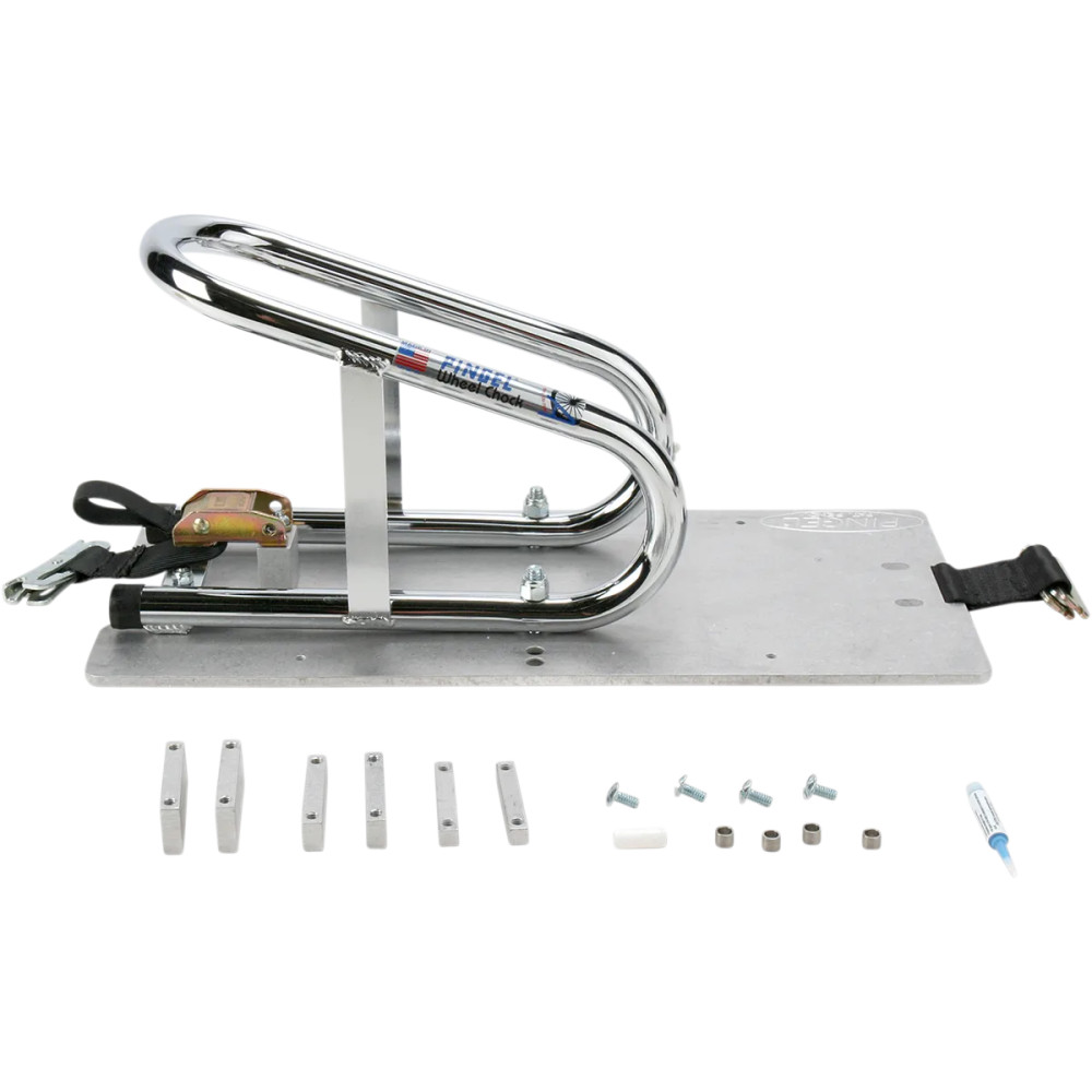 Removable Series E-Track Wheel Chock — 88.9 mm (3-1/2") tire width, front mount, Chrome