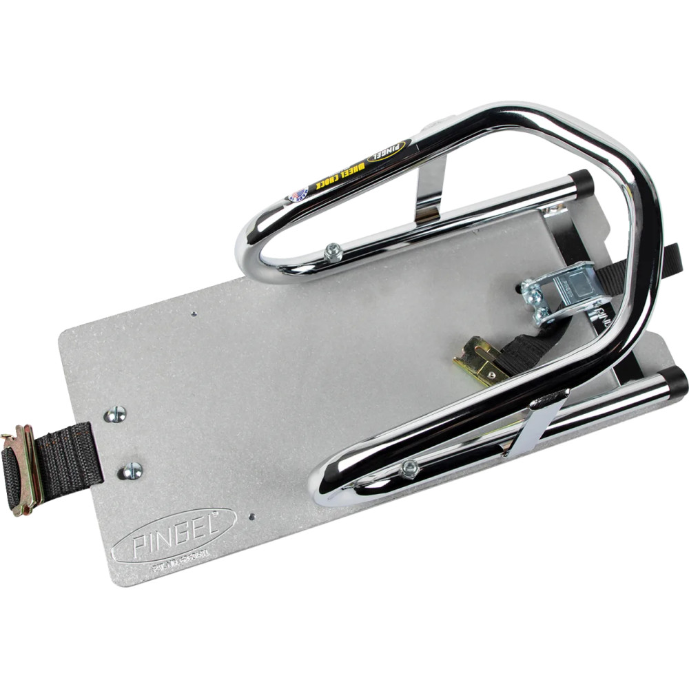 Removable Series E-Track Wheel Chock — 6-1/2" tire width, Front mount, Chrome