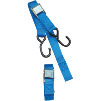 1" Heavy-Duty Cam Buckle Tie-Downs with Built-In Assist — 66" length, 400 lb capacity, Blue