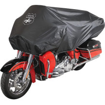 Defender Extreme Route 1 Half Cover — Sized for touring & adventure bikes, Black