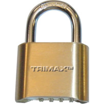 Resettable Combination Padlock — 2" wide, 1.25" x 5/16" shackle, Brass