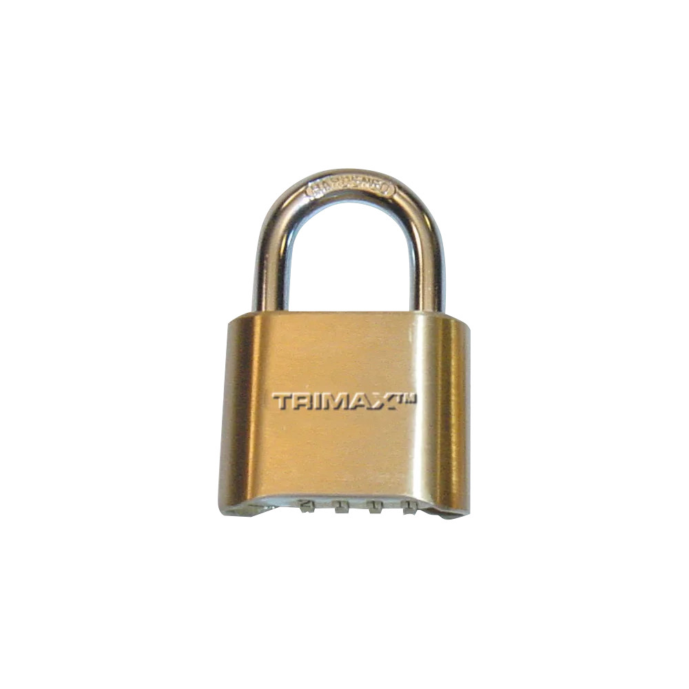 Resettable Combination Padlock — 2" wide, 1.25" x 5/16" shackle, Brass