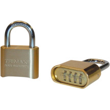 Resettable Combination Padlock — 2" wide, 1.25" x 5/16" shackle, Brass
