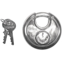 Stainless Steel Round Padlock — 70 mm round, 10 mm hardened shackle