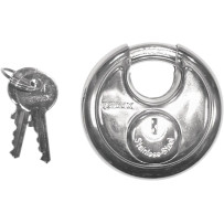 Stainless Steel Round Padlock — 70 mm round, 10 mm hardened shackle