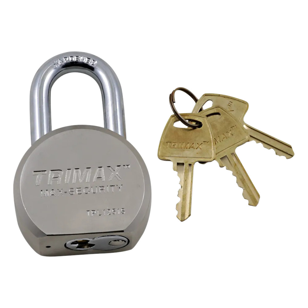 Maximum Security Padlock — 64 mm overall length, 11 mm shackle diameter, chrome