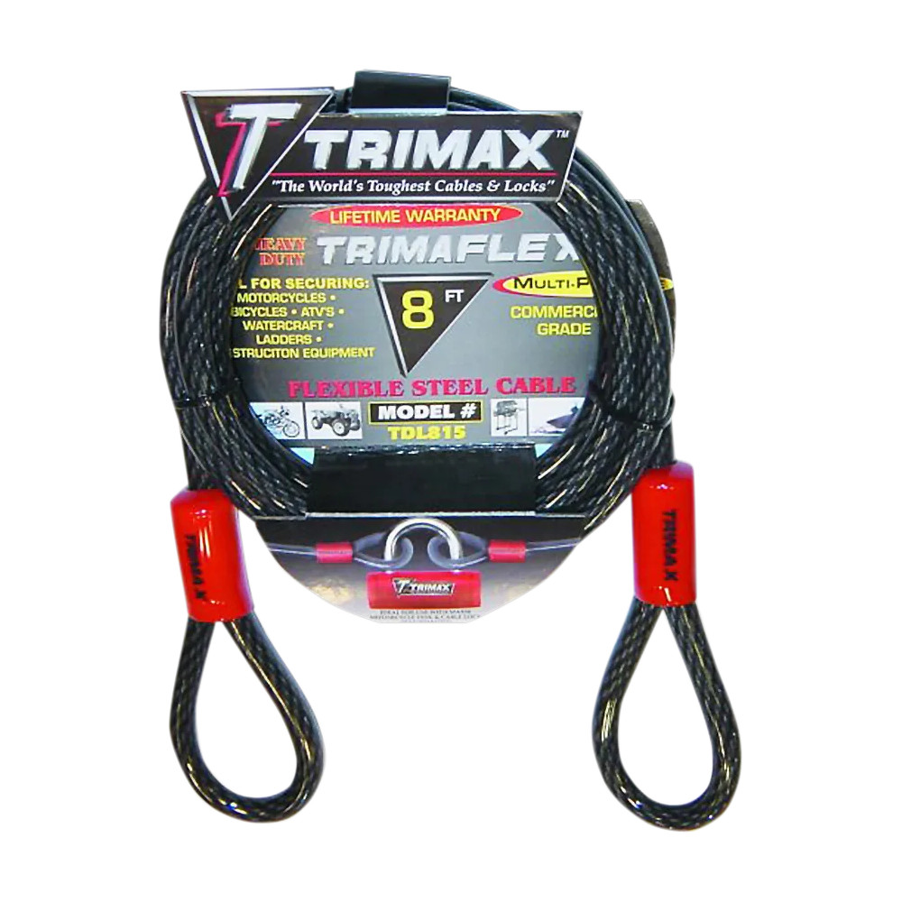 Trimaflex™ Max Security Braided Cable — 244 cm (8'), 15 mm (9/16"), dual-loop, black