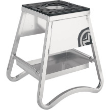 Soporte para bicicleta de aluminio — 43 cm (17"), superficie 10" x 11", plateado