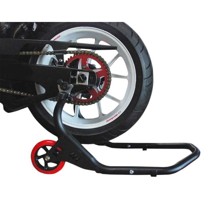 Deluxe Rear Wheel Stand — 5-1/2" wheels, 1-1/2" tubing, rear fitment, black